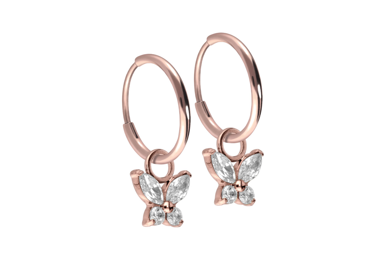 Titan Ohrclicker Creolen KRISTALLSCHMETTERLING von Piercingline